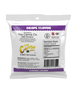 Back of Flavors Grape THCa Gummies Package – Processed by The Canna Co., with nutritional information and less than 0.3% THC.