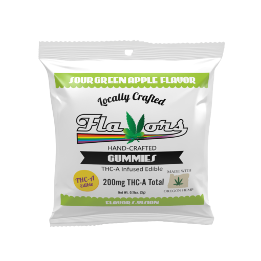 Flavors Sour Green Apple THCa Gummies – Hand-crafted, locally made edibles with 200mg total THCa, infused with Oregon hemp.